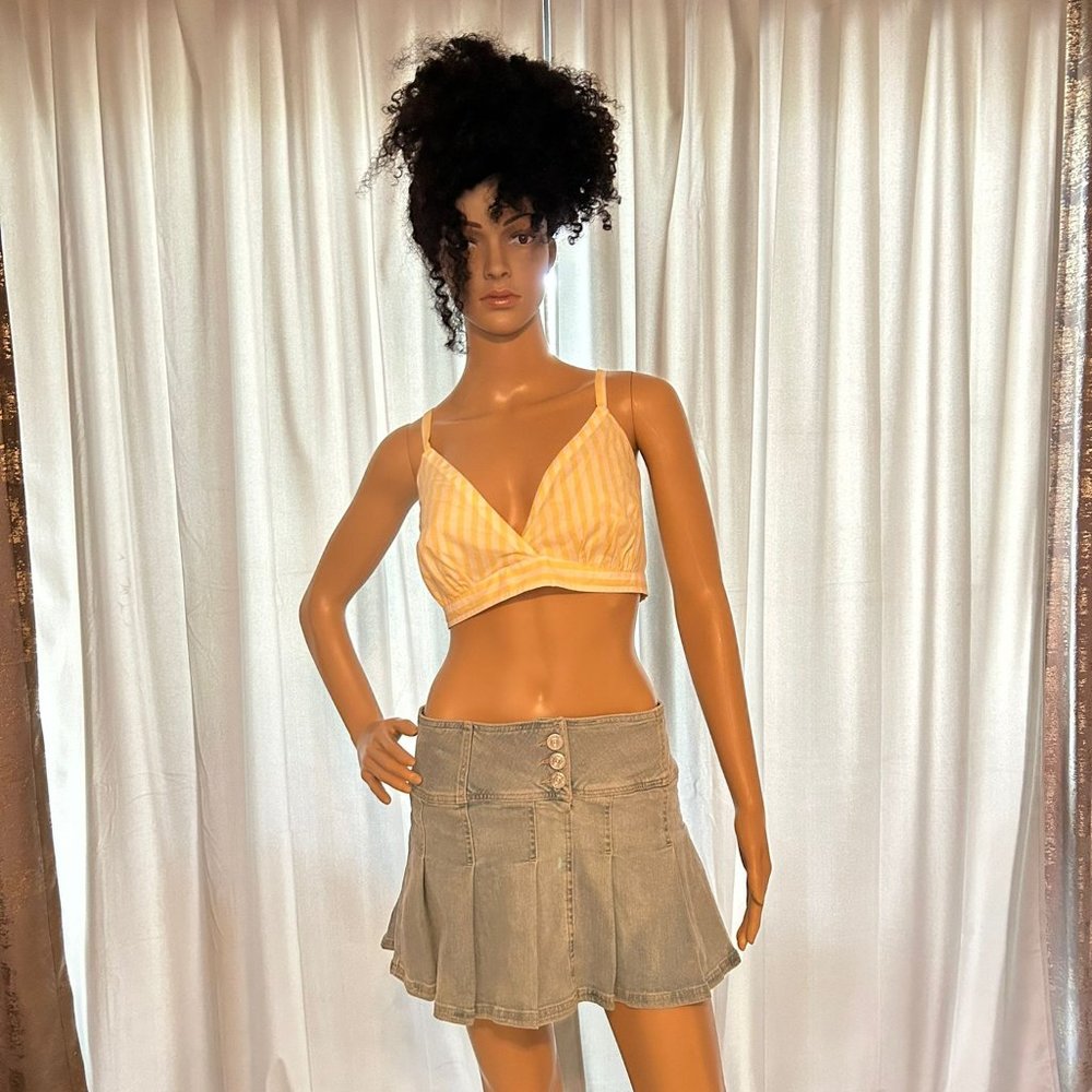 SHORT JEAN PLEATED SKIRT